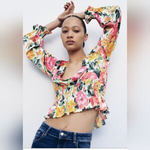 Zara/Floral Blouse Sz L